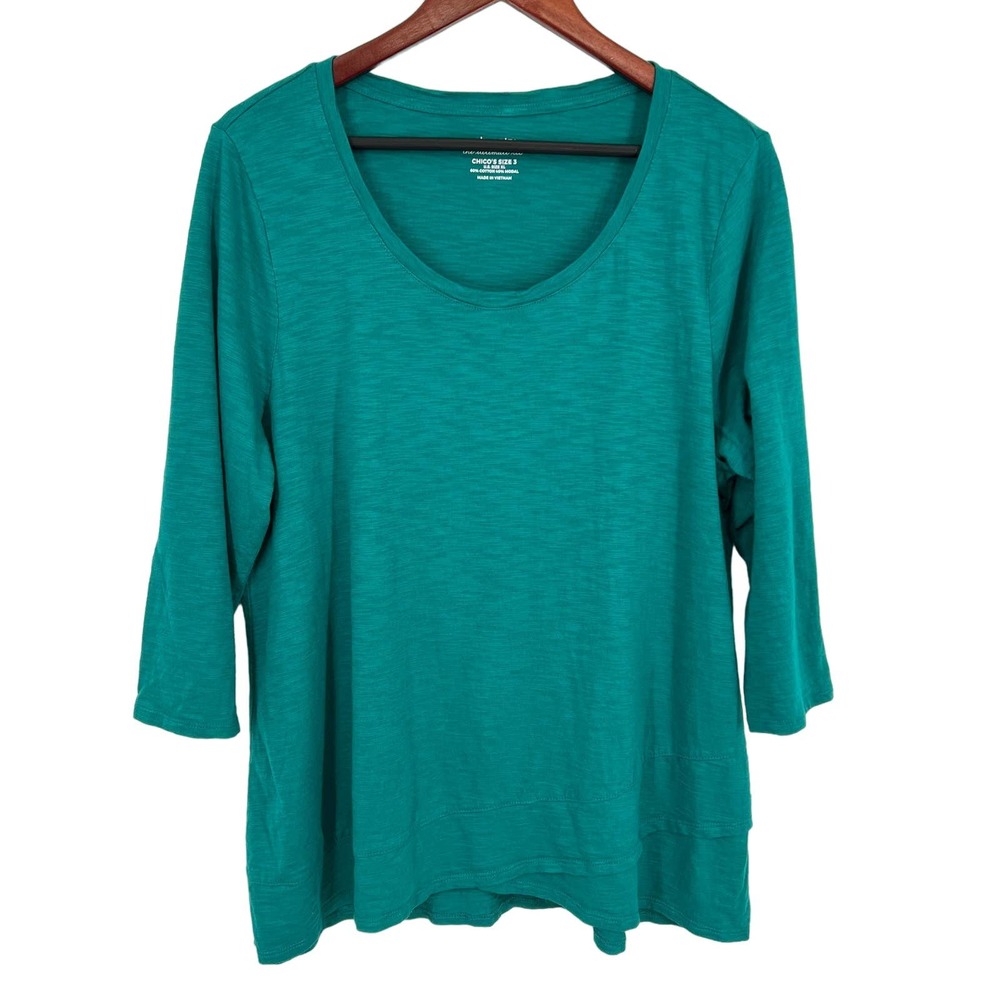 Chico's Teal 3/4 Sleeve Blouse